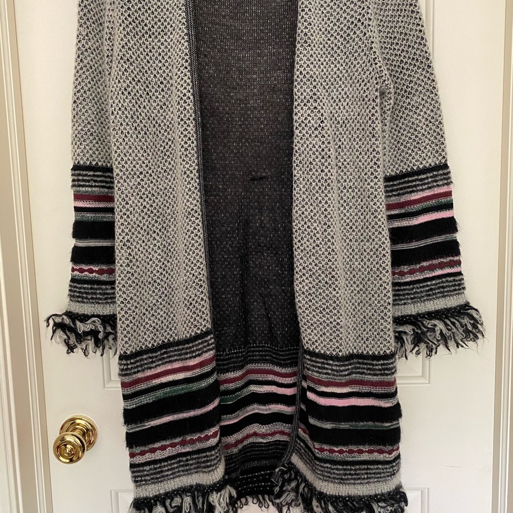 M Missoni multi-color wool long belted cardigan